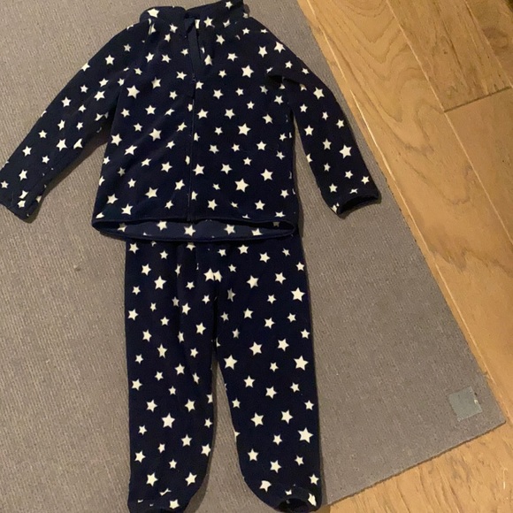 H&M, 1 1/2- 2Y, matching set. Navy blue with stars - Picture 1 of 3